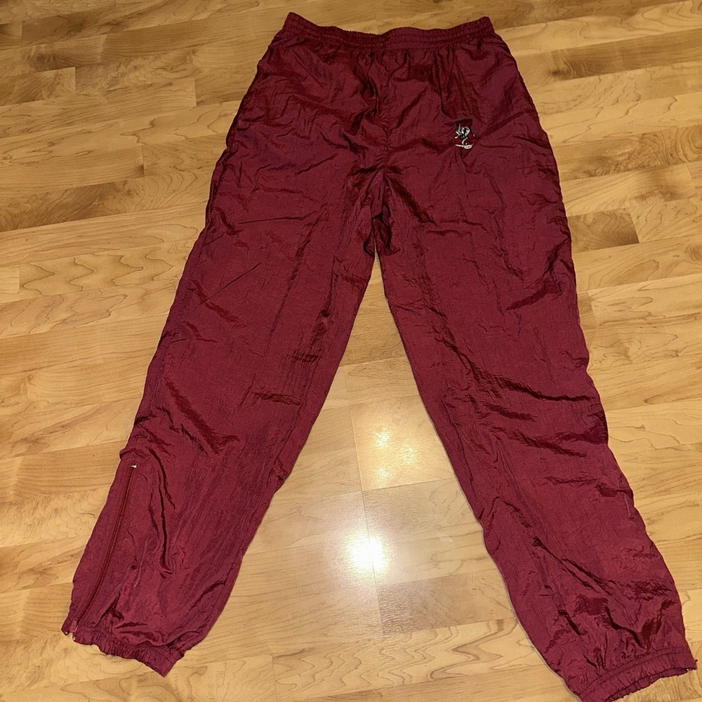 VTG Alabama Crimson Tide Pants Men Size Large Embroidered Logo Windbreaker Track